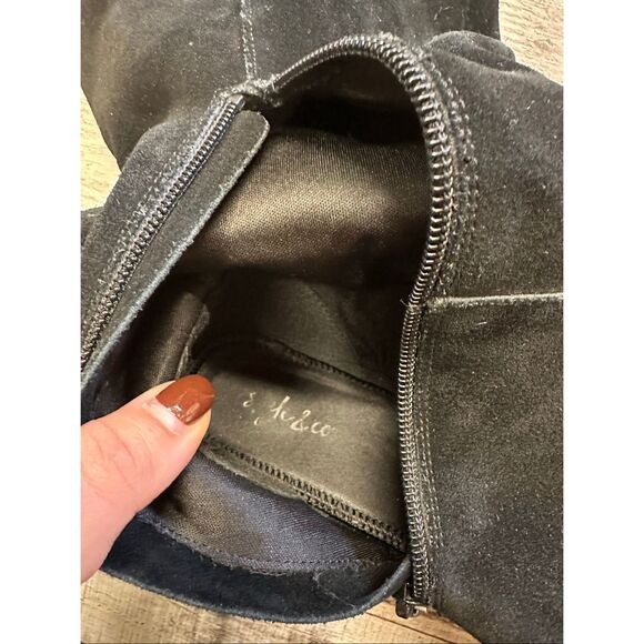 Style & Co Izalea Black Suede Leather Block Heel Wide Calf Tall Boots Size 9.5 - Picture 7 of 7